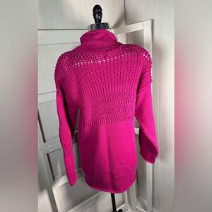 New Vtg 80s Casual Corner Bright Fuchsia Knit Sweater mini dress oversized USA